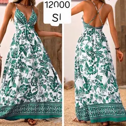 Vestido Blanco y Verde largo