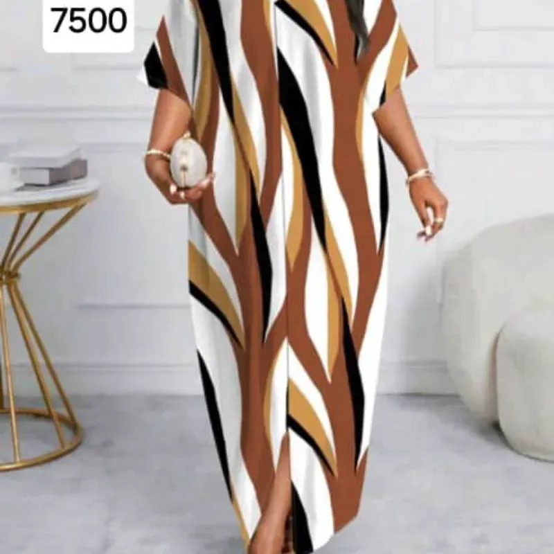 Vestido caqui , blanco y negro