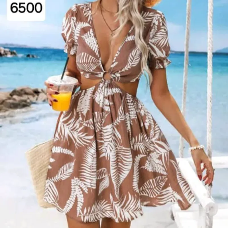 Vestido carmelita estampado