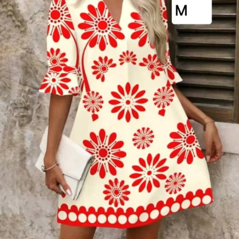 Vestido con flores rojas