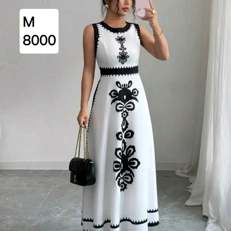Vestido estampado blanco y negro 