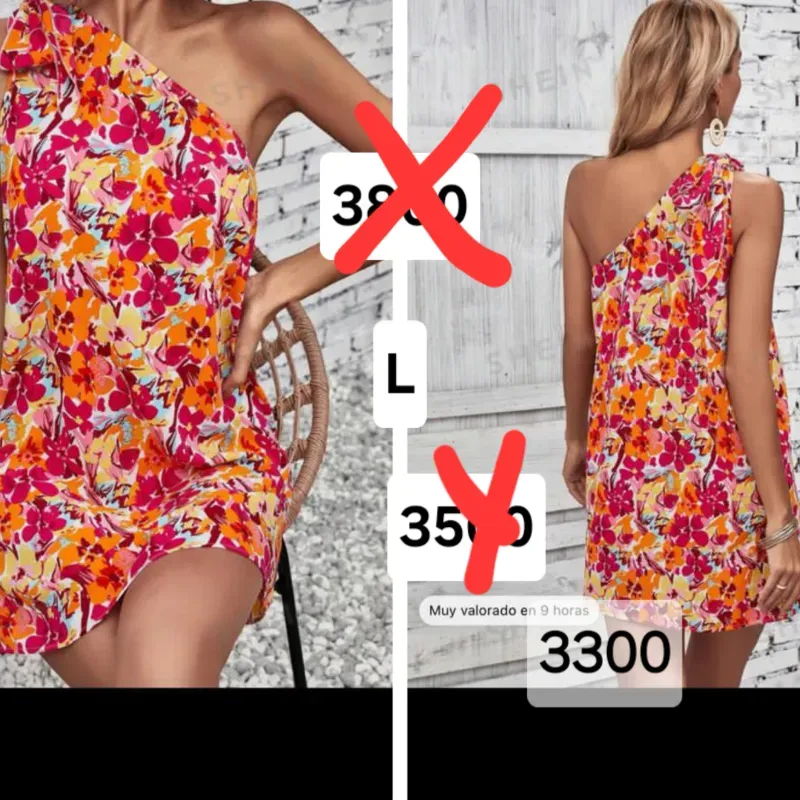 Vestido estampado de un hombro 