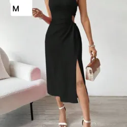 Vestido negro de un hombro 