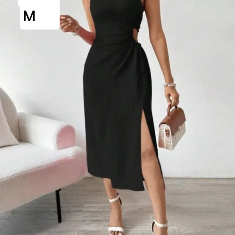 Vestido negro de un hombro 