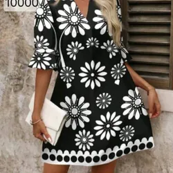 Vestido Negro flores Blancas