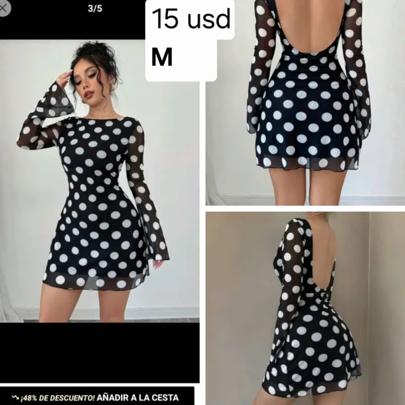 Vestido negro lunares