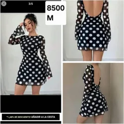Vestido negro lunares