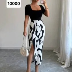 Vestido negro y estampado