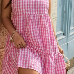 Vestido rosa de guinga