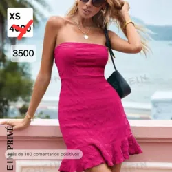 Vestido rosa sin tirantes 