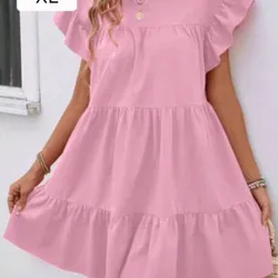 Vestido Rosado con vuelos