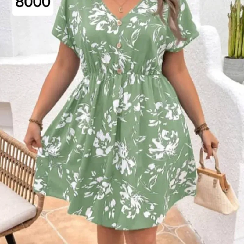 Vestido verde estampado 