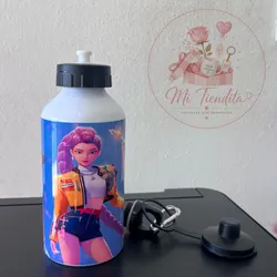 Botella deportiva metálica con 2 tapas ✨