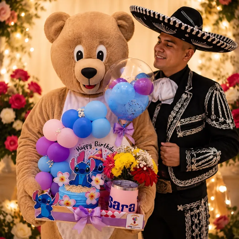 Mariachi con caja dulce y oso 🐻