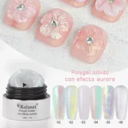 Polygel sólido con efecto aurora