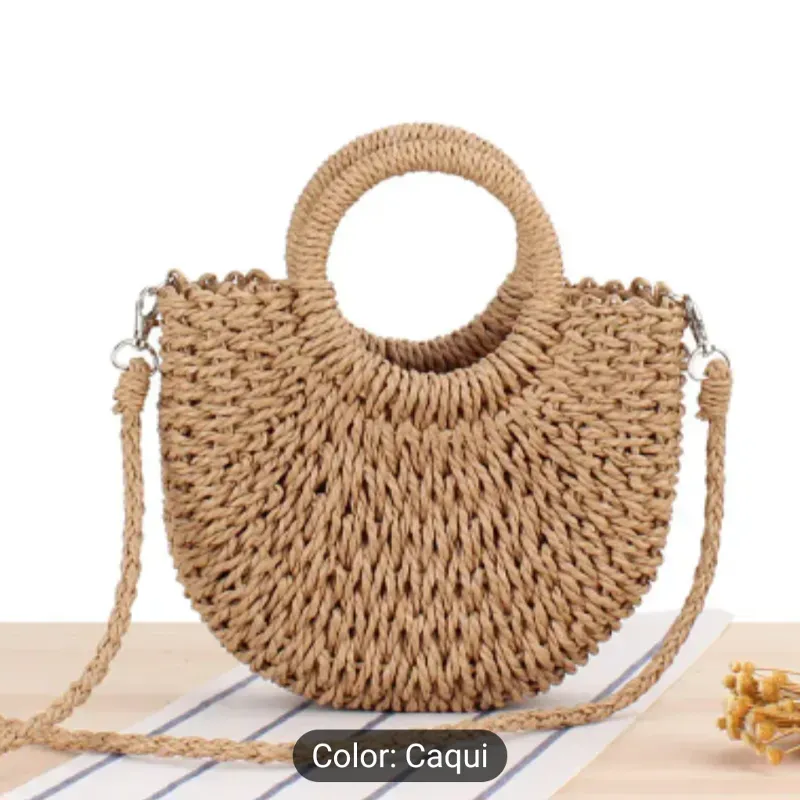 Bolso de Paja Semicircular