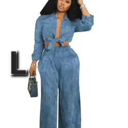 Conjunto de Pantalones Ancho y Camisa 