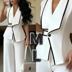 Conjunto Elegante con Detalle Blanco y Negro