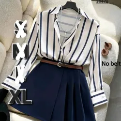 GlowEve Camisa a Raya y Saya Pantalon Plizada