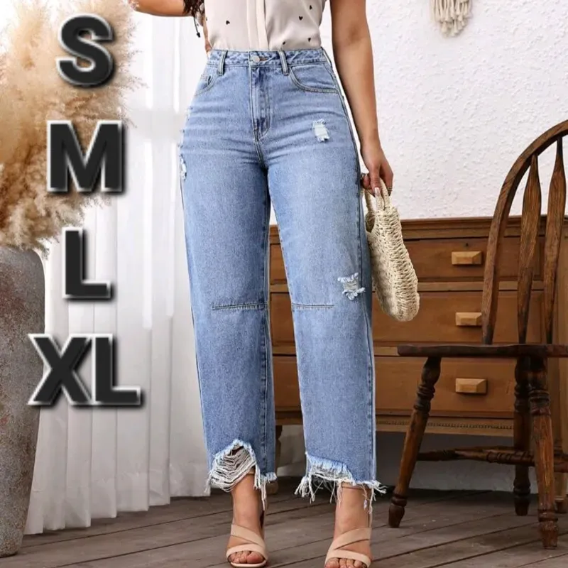 Pantalones con Dobladillo Desflecado