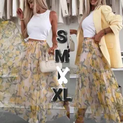 Saya Casual Elegante de Verano con Estampado de Limon