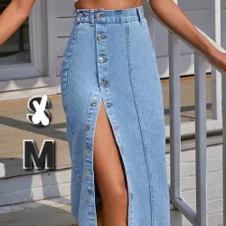 Saya de Mezclilla con Boton Delantero 