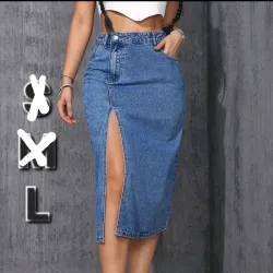 Saya Mezclilla Vaquera con Abertura