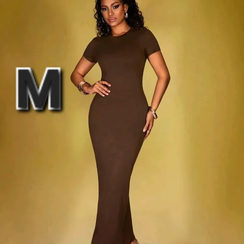 Vestido Ajustado Largo de Mangas