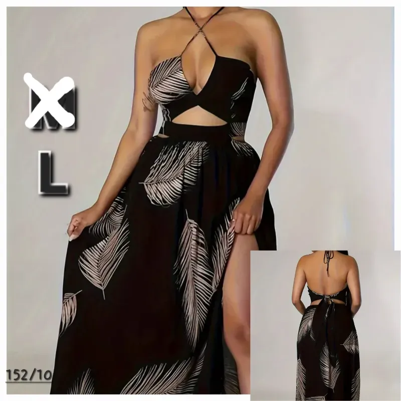 Vestido de Cuello con Tiras Cruzadas