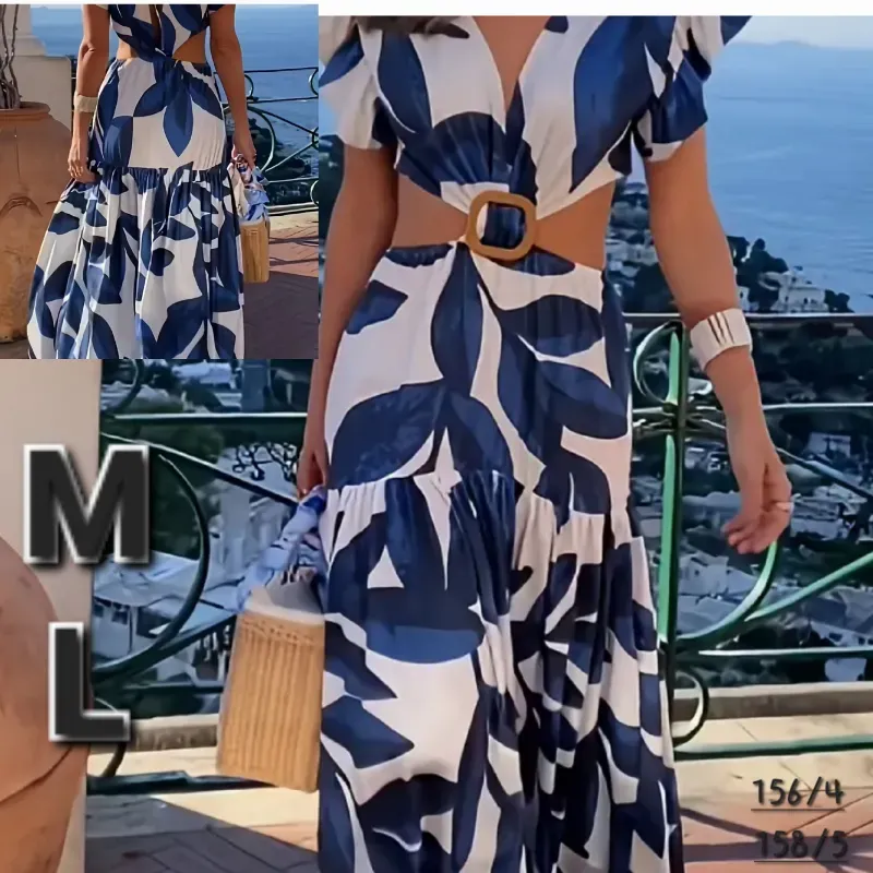 Vestido Estampado con Recortes 