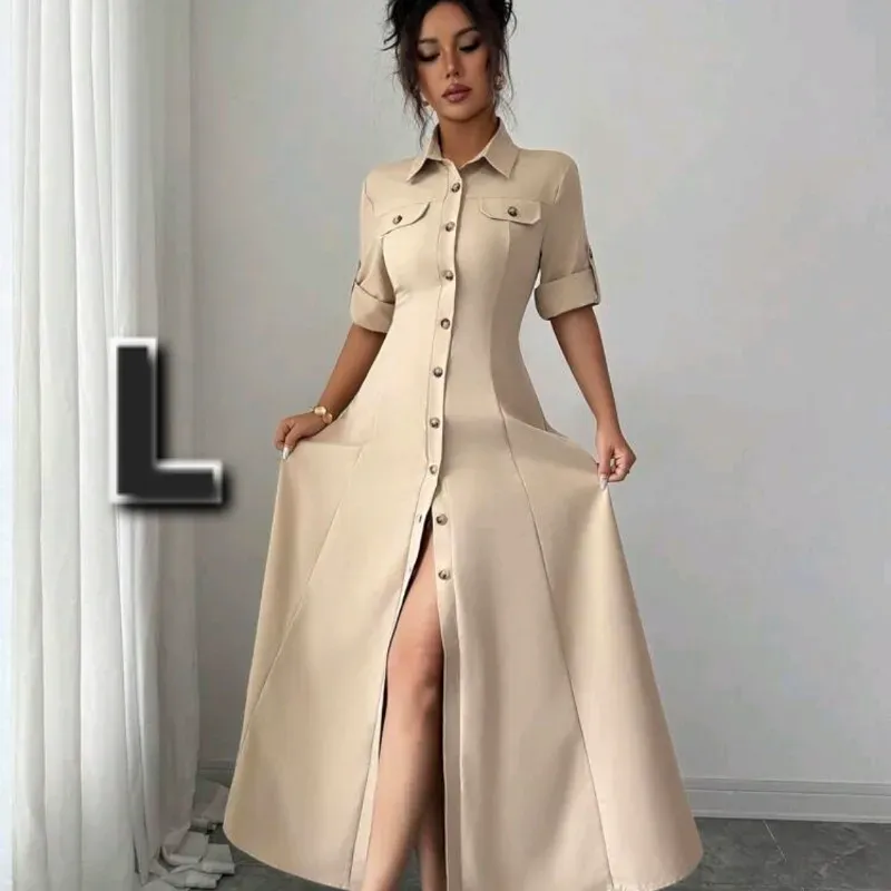 Vestido Largo con Botones Delantero