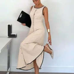Vestido sin Mangas con Cuello
