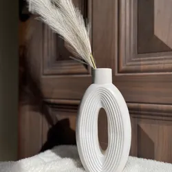 Jarrón estriado grande blanco 