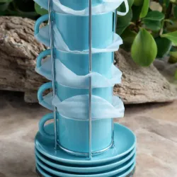 Juego de 4 tazas para café con soporte organizador