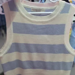 Blusa manga corta color azul y blanco