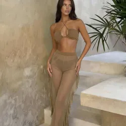 Conjunto color Caqui de 3 piezas para playa