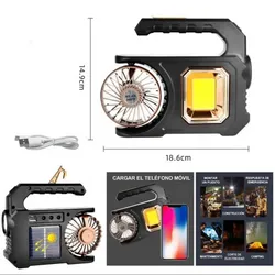 Linterna Recargable Multifuncional + Ventilador