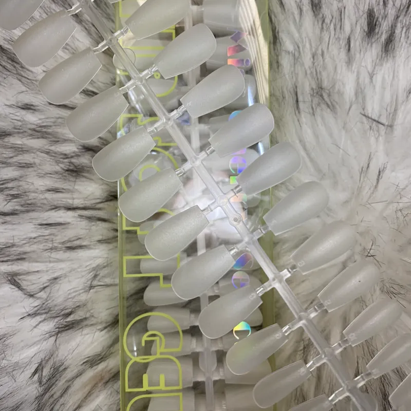 Tips Soft Gel Coffin Matte Cortas A