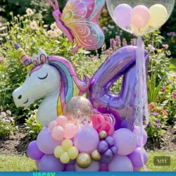 Decoración de unicornio y mariposa