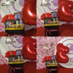 Ancheta personslizada con globos y chocolates 