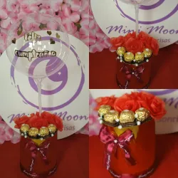 Bouquet de burbuja rosas y bombones 