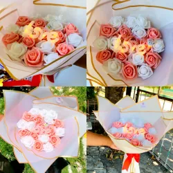 Ramo rosas y lámpara love 