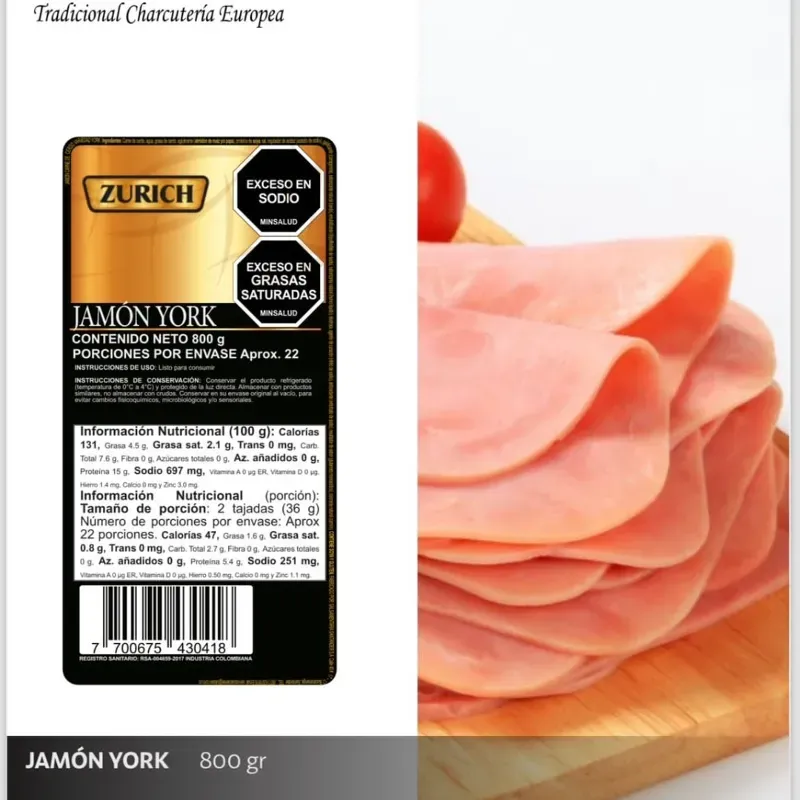 Jamón York 800g 