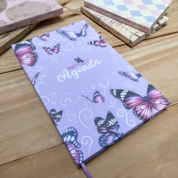 Agenda morada de mariposas