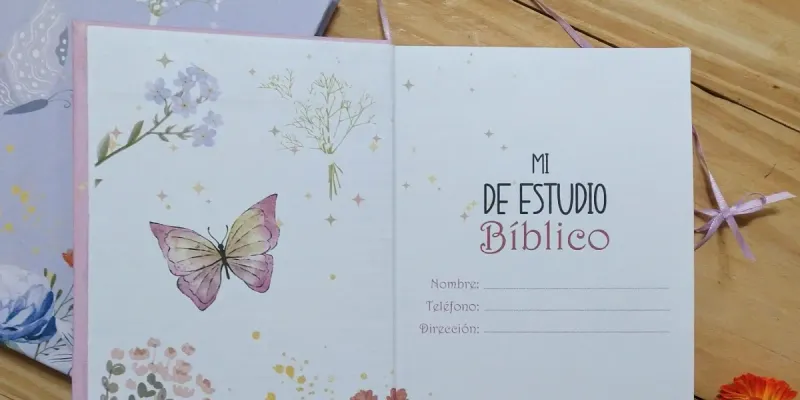 Diseño de estudio bíblico de flores y mariposas 