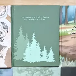 Diseño verde de árboles de pinos con frase