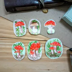 Pegatinas artesanales de hongos