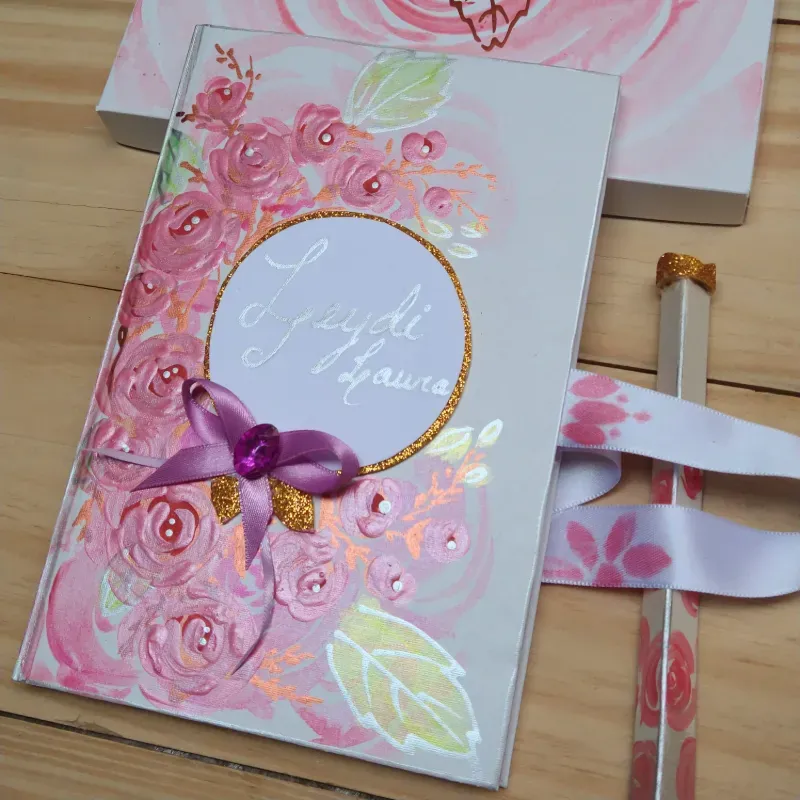 Libro de firmas de rosas rosadas