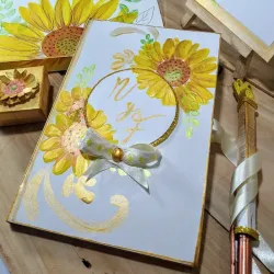 Libro de firmas pintado a mano con girasoles 