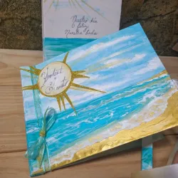 Libro de firmas pintado a mano de mar